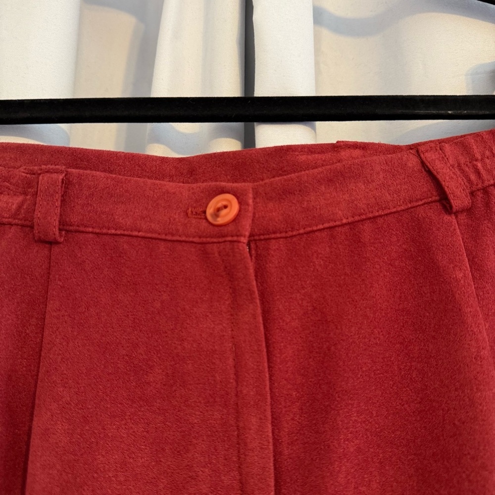 Burgundy Faux Suede Midi Skirt A Line High Waist Women’s Petite 16 Fall - Picture 9 of 10